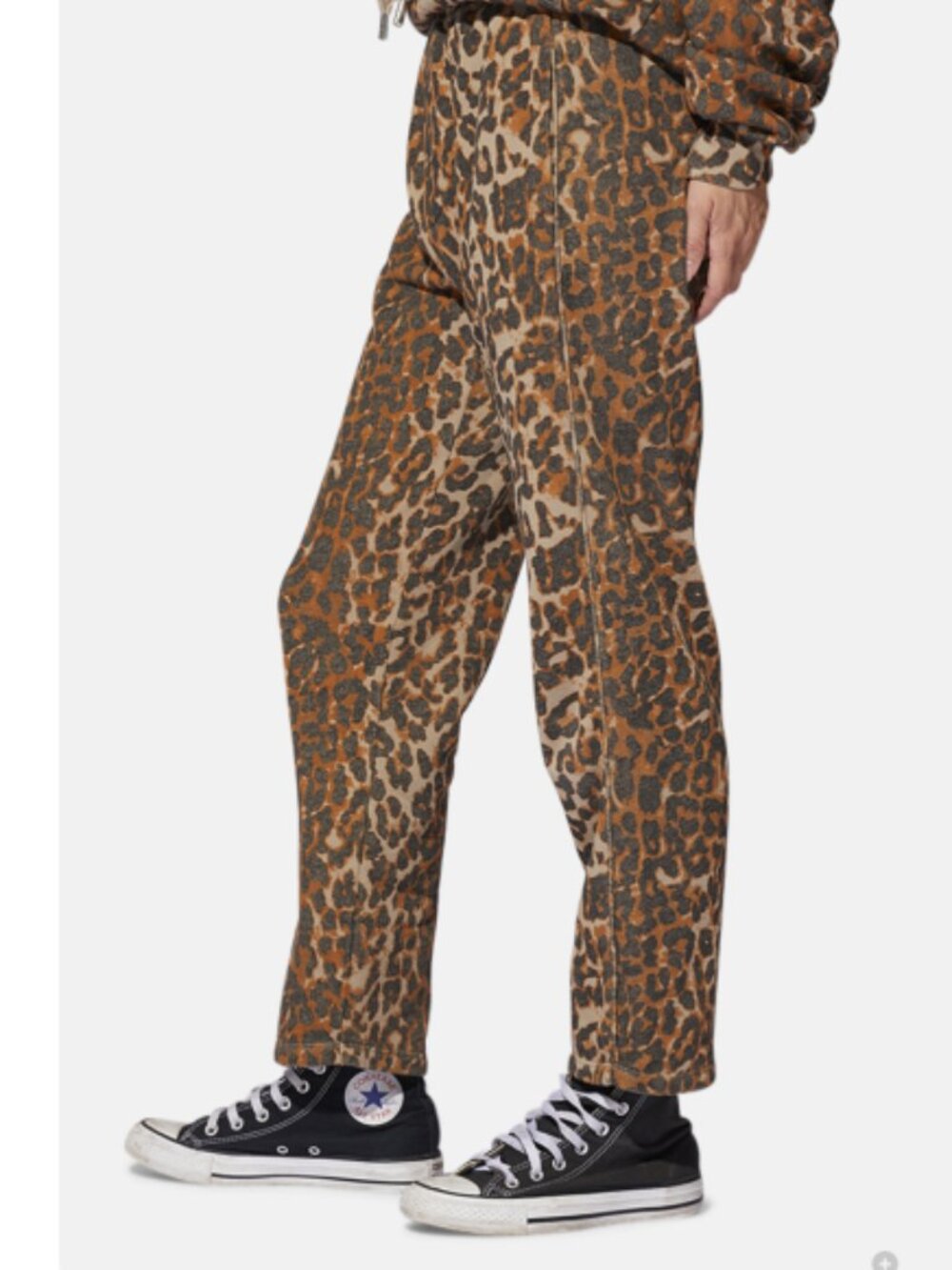 NSF Clarence Taupe Leopard Track Sweat Pant Women's Large Cropped - Picture 3 of 15